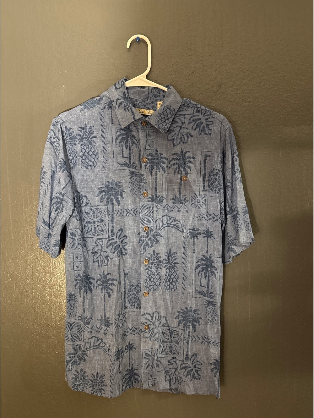 Batik Bay Blue and Black Men's Hawaiian Shirt Size Small
